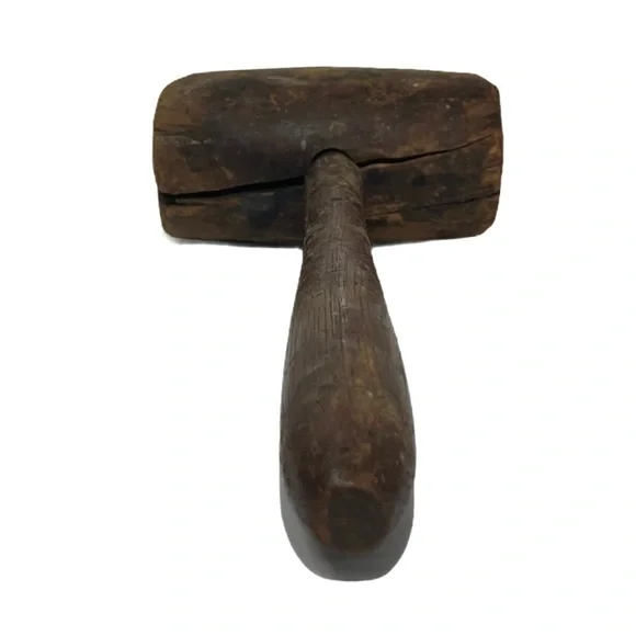 Primitive Wooden Mallet Handmade Vintage Antique Kitchen Utensil Farmhouse Decor